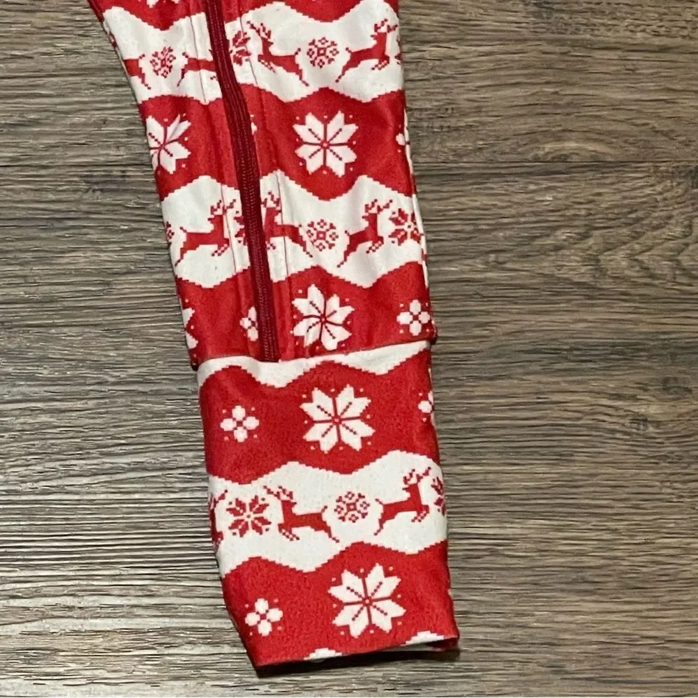 Sweet Honey Christmas Zip Up Onsie Red White Reindeer Size 18 Months
